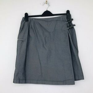 Adidas 8 Wrap Skirt Double Buckle Zip Pocket Tennis Golf Gray Cotton Blend C3
